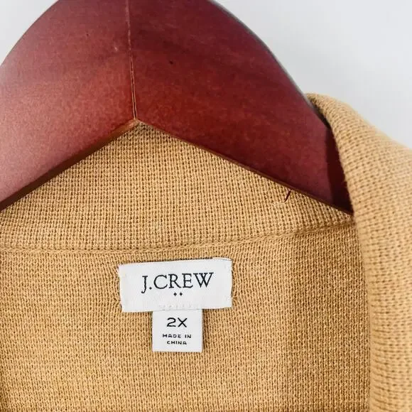 J. Crew Schoolboy Sweater Blazer Camel Brown Cotton Knit Long Sleeve Size 2X - Picture 4 of 10